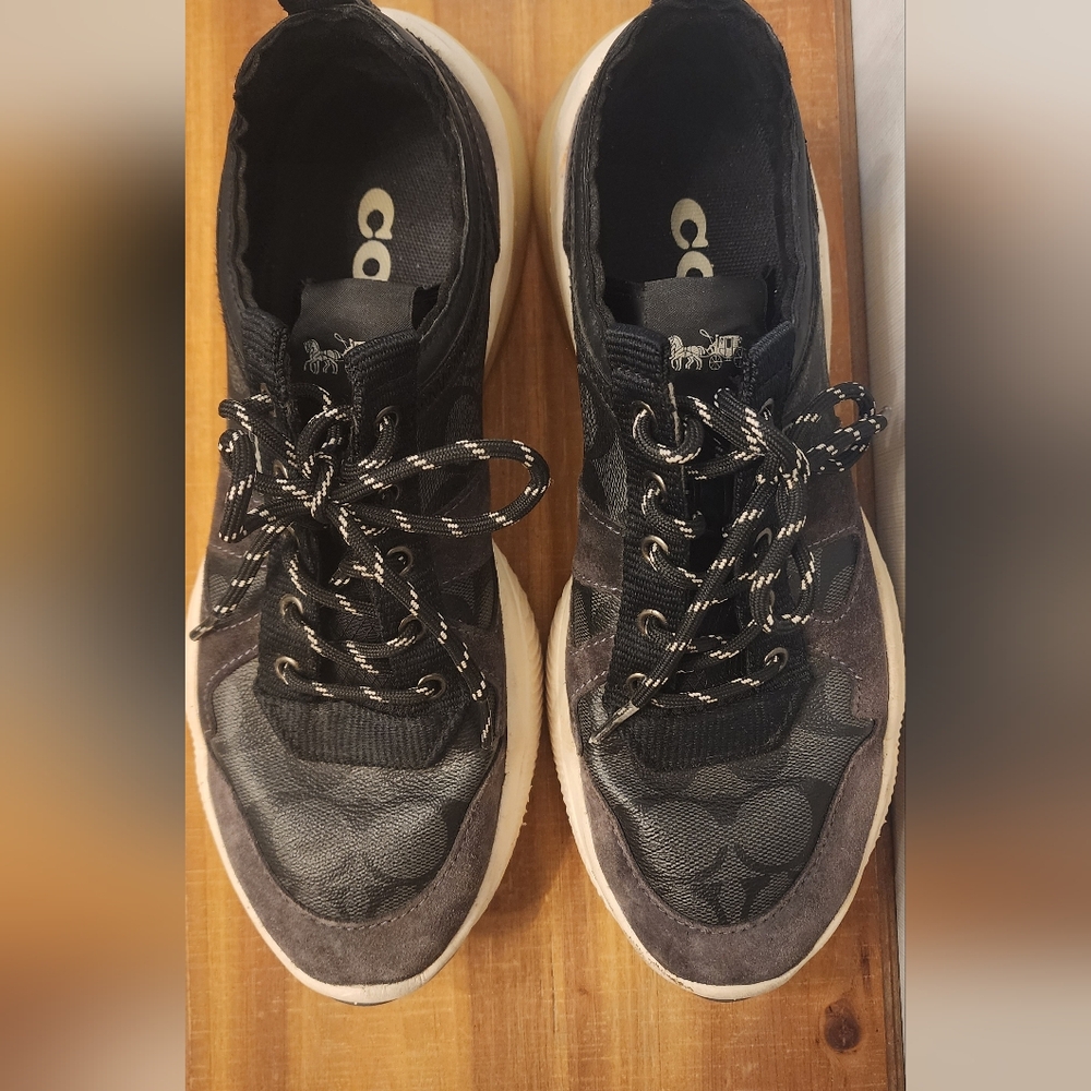 Coach Men's Charcoal and Cream Sneakers - Picture 2 of 4